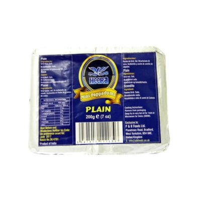 Heera Mini Poppadoms Plain | Crispy Indian Snack | 200g Pack