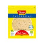 Swad Pappadums Black Pepper | Crispy Indian Lentil Snacks | Ready-to-Fry | 200g Pack