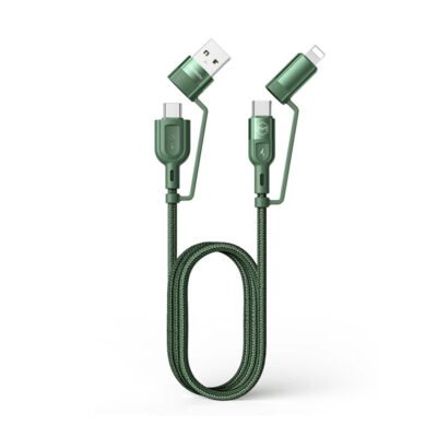 Green 4-in-1 Multi USB Charger Cable 120cm – 60W Fast Charging for Smartphones & Tablet
